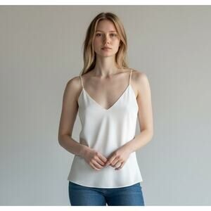 Careste 100% Silk Blouse Size 6 Ivory Sleeveless Minimalist Shell Top